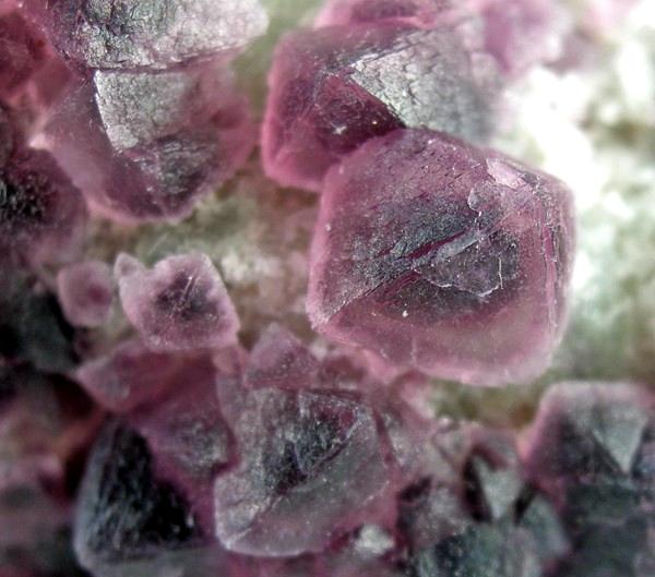 Naturally color-zoned purple fluorite crystals on green fluorite and quartz from the Pine Canyon deposit, New Mexico. Photo by Robert M. Lavinsky / iRocks.com, CC BY-SA 3.0 via Wikimedia Commons.