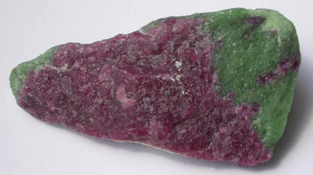 Anyolite specimen containing red Ruby and green Zoisite. Photo by Ra'ike, CC BY-SA 3.0 via Wikimedia Commons.