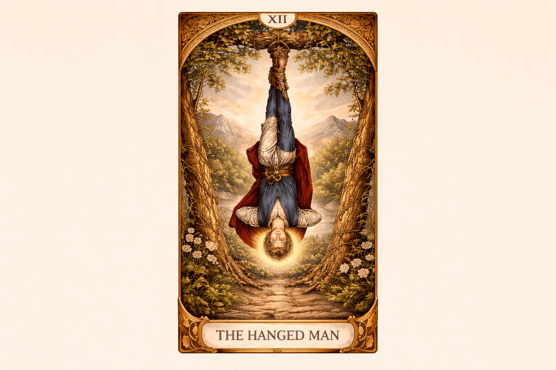 The Hanged Man Major Arcana tarot card artwork