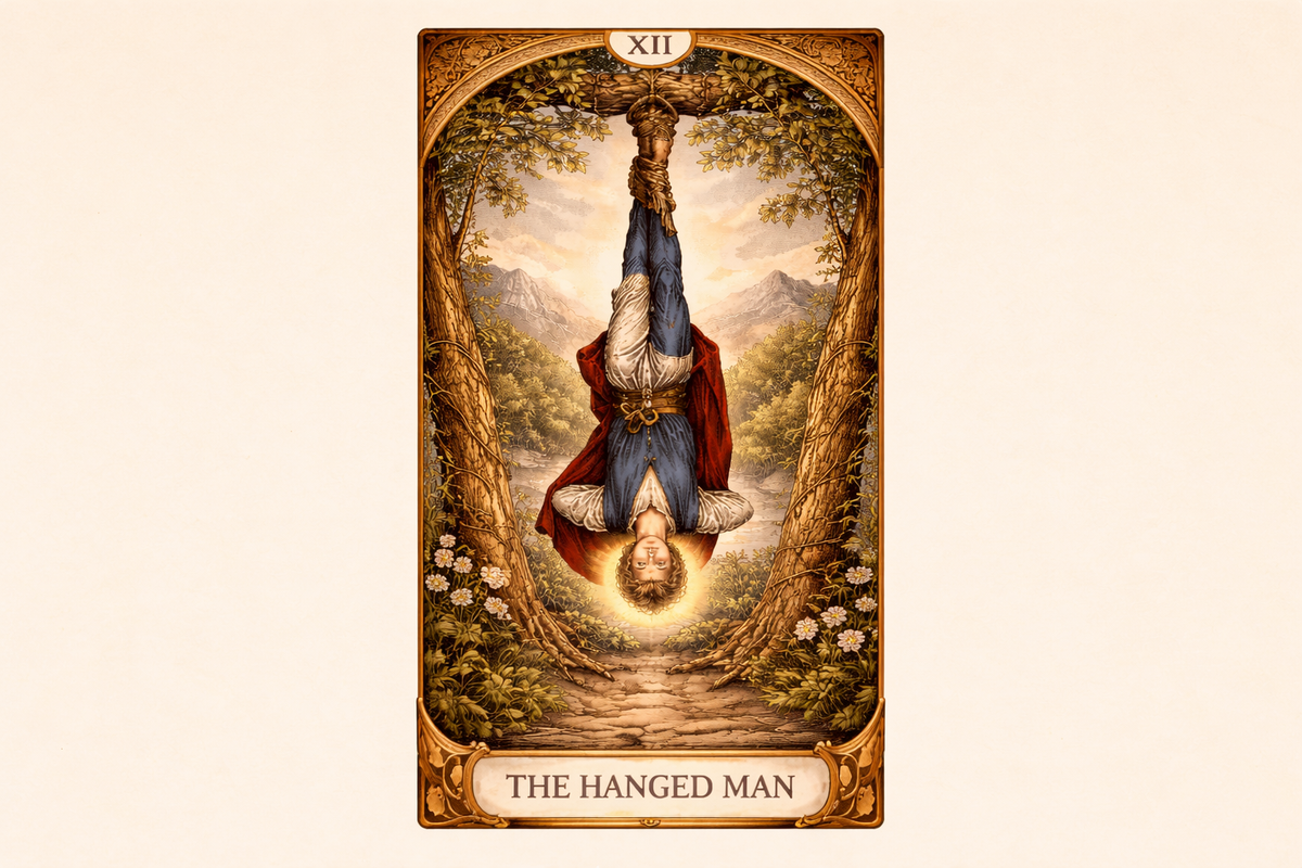 The Hanged Man Major Arcana tarot card artwork