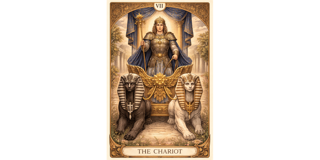 The Chariot Major Arcana tarot card artwork