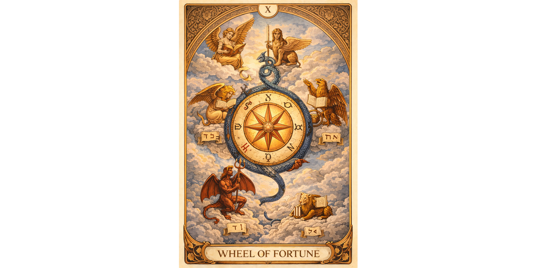 Wheel of Fortune Major Arcana tarot card artwork