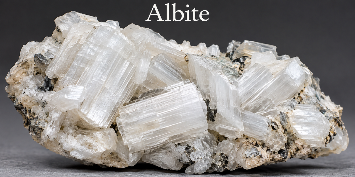 Natural albite feldspar crystal specimen — Roosters Peacock crystal guide