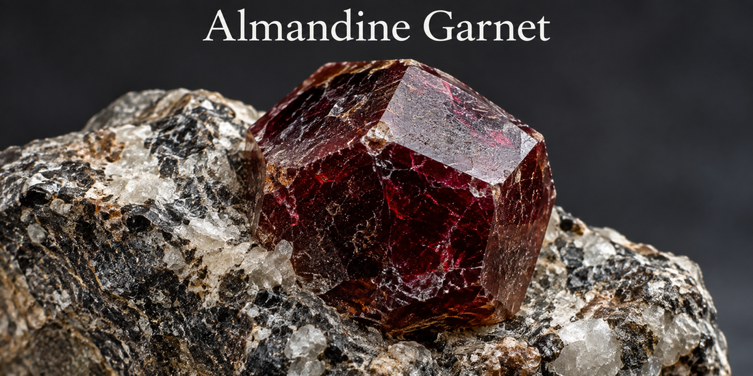 Almandine Garnet mineral specimen — Roosters Peacock crystal guide