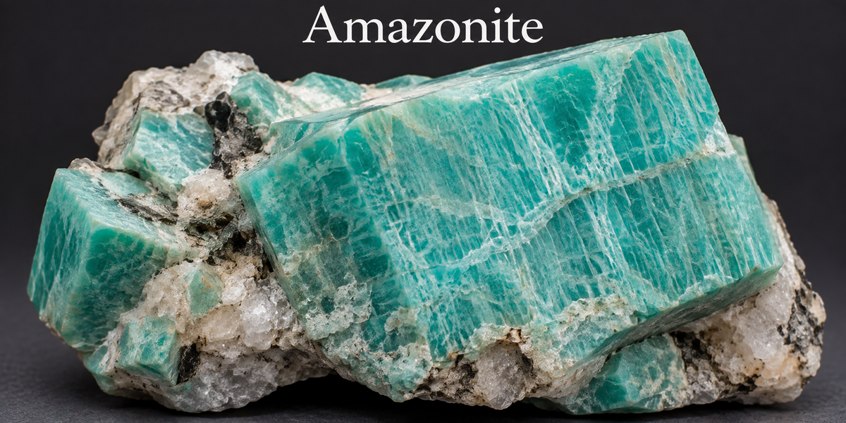 Amazonite microcline feldspar specimen — Roosters Peacock crystal guide