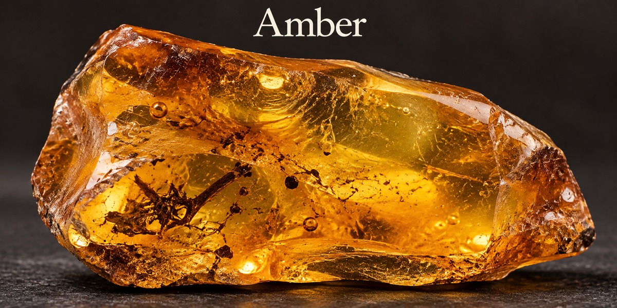 Natural Amber fossil resin specimen — Roosters Peacock crystal guide