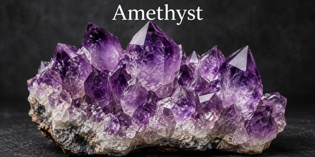 Amethyst quartz crystal cluster — Roosters Peacock crystal guide