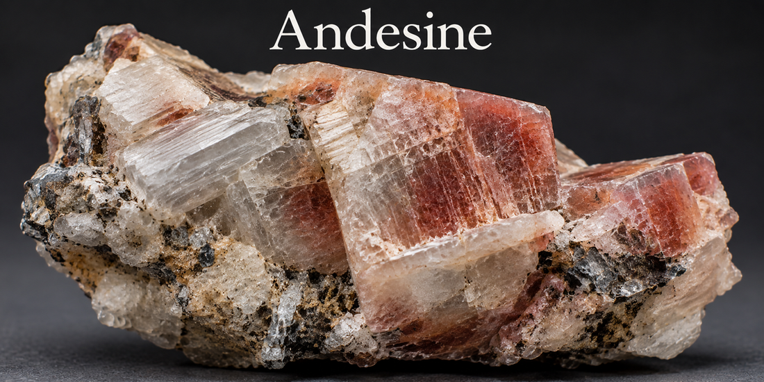 Andesine plagioclase feldspar specimen — Roosters Peacock crystal guide