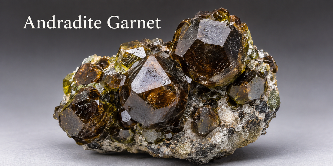 Andradite garnet crystal specimen — Roosters Peacock crystal guide