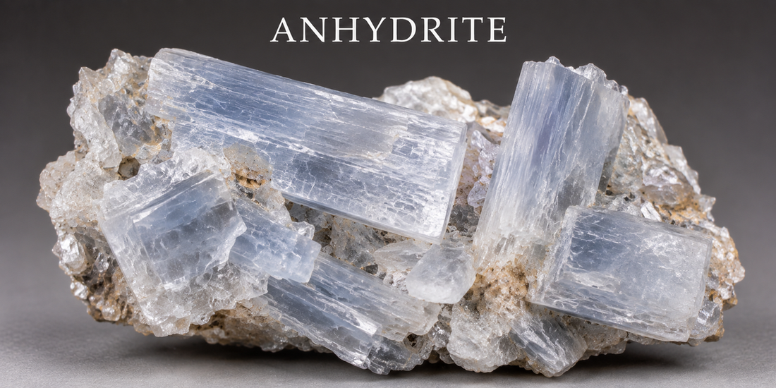 Anhydrite crystal specimen — Roosters Peacock crystal guide