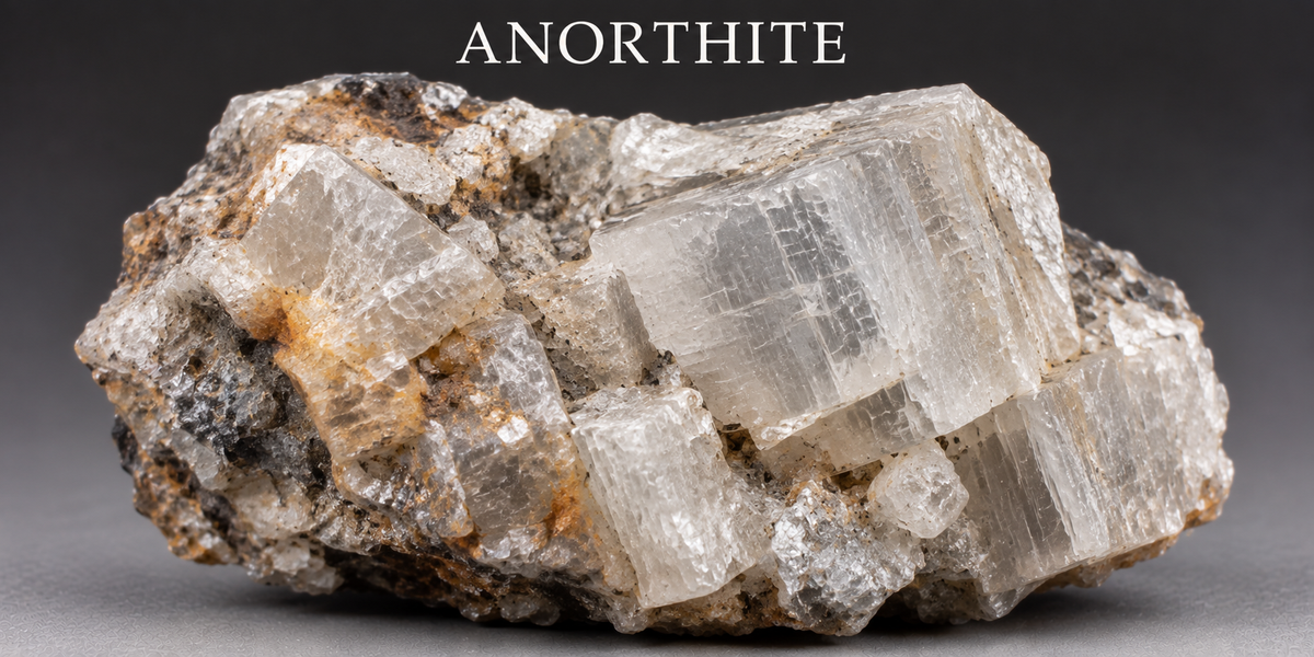 Anorthite feldspar crystal specimen — Roosters Peacock crystal guide
