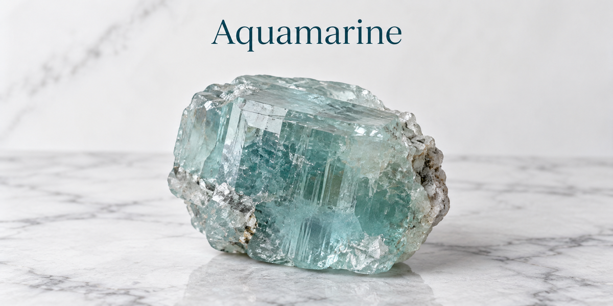 Aquamarine beryl crystal specimen — Roosters Peacock crystal guide