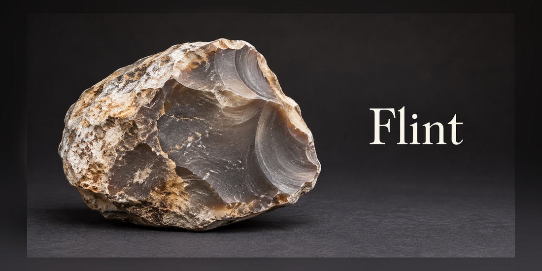 Natural flint nodule with fresh conchoidal fracture — Roosters Peacock crystal guide