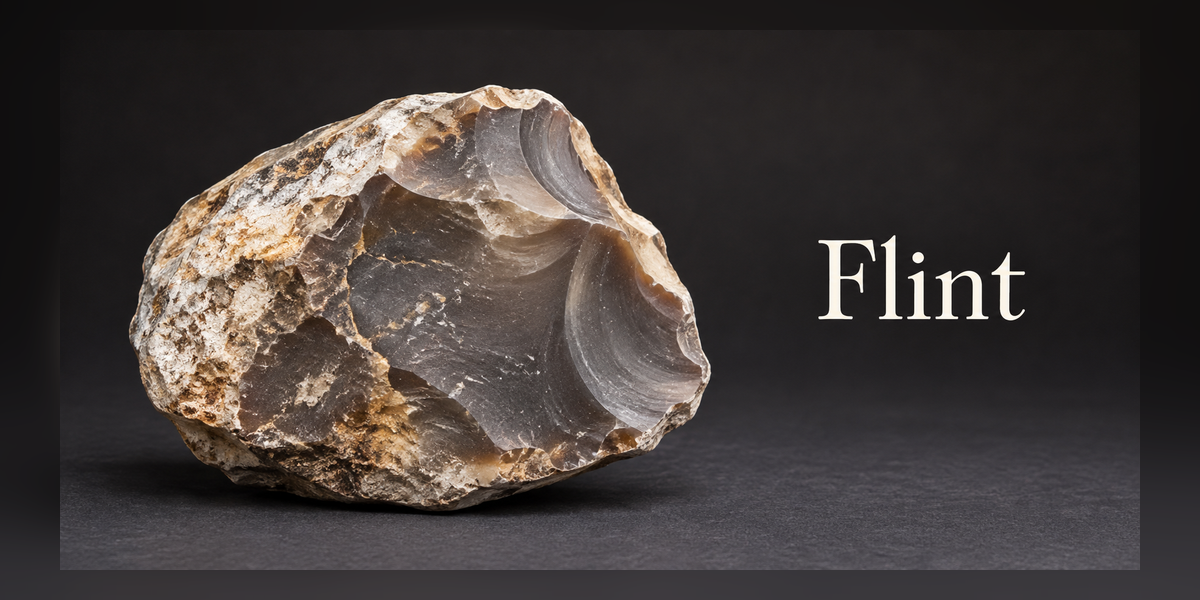 Natural flint nodule with fresh conchoidal fracture — Roosters Peacock crystal guide