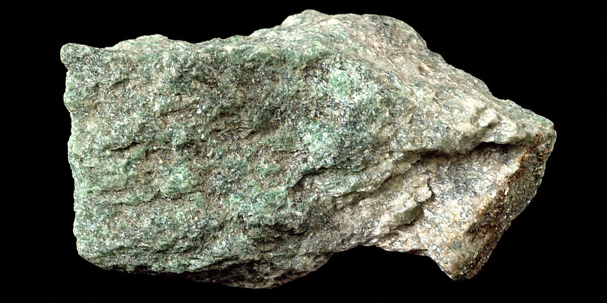 Fuchsite specimen; photo by Shannon Heinle, CC0 — Roosters Peacock crystal guide
