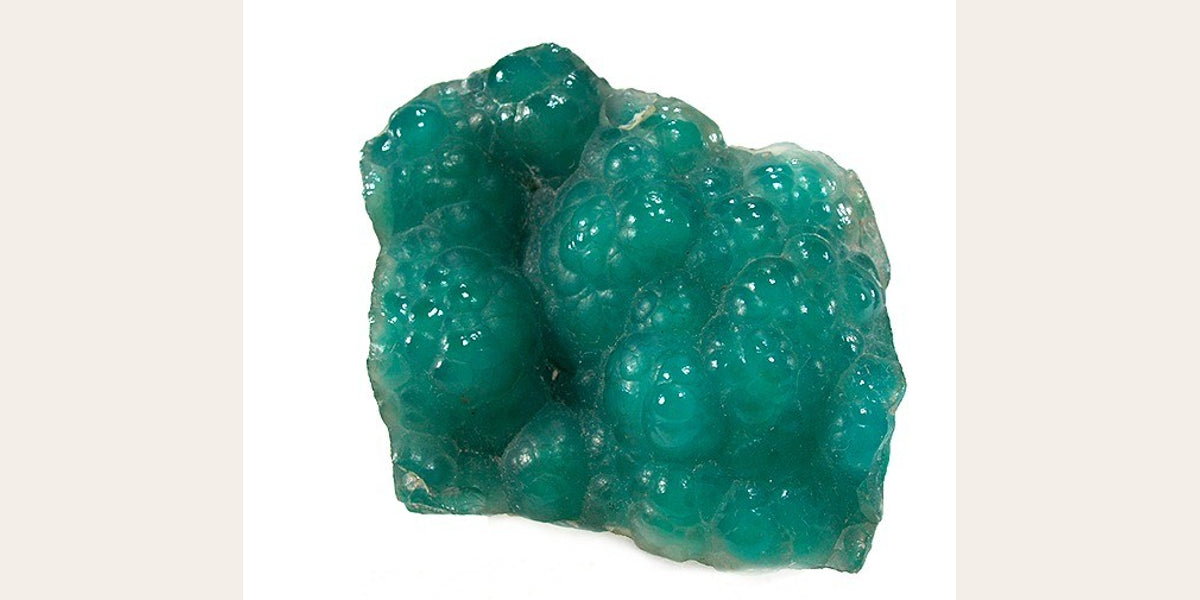 Gem silica, chalcedony over chrysocolla from Arizona; photo by Robert M. Lavinsky, CC BY-SA 3.0 — Roosters Peacock crystal guide