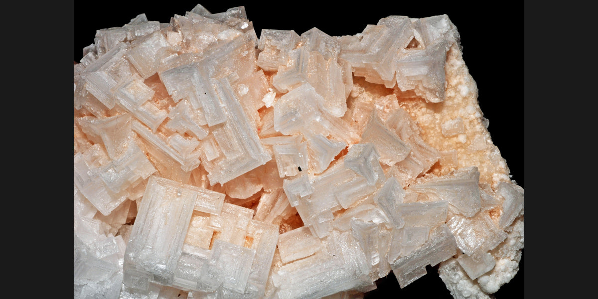 Halite crystals from California; photo by Géry Parent, CC BY-SA 3.0 — Roosters Peacock crystal guide