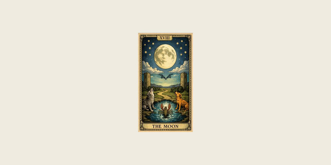 The Moon Major Arcana tarot card artwork