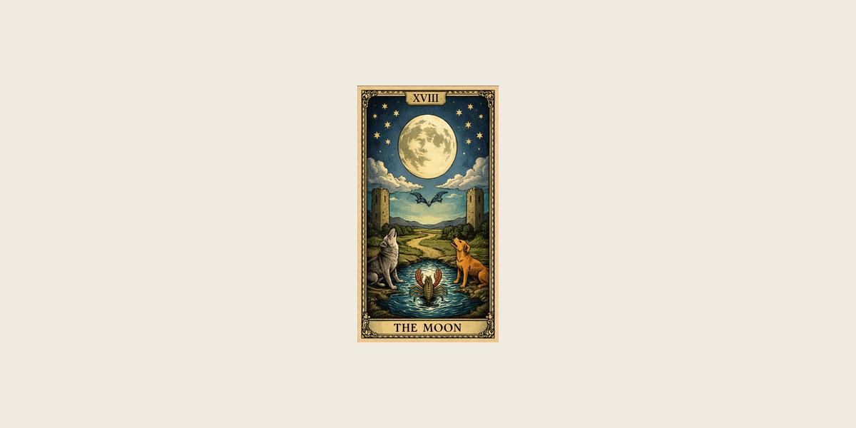 The Moon Major Arcana tarot card artwork
