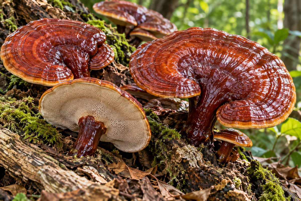 Reishi / Lingzhi (Ganoderma sichuanense) fruiting bodies