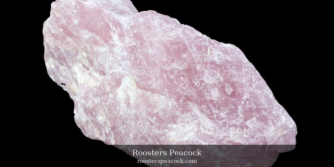 Natural pale pink rose quartz specimen — Roosters Peacock crystal guide
