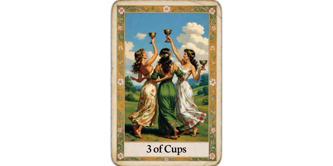 Three of Cups tarot card artwork