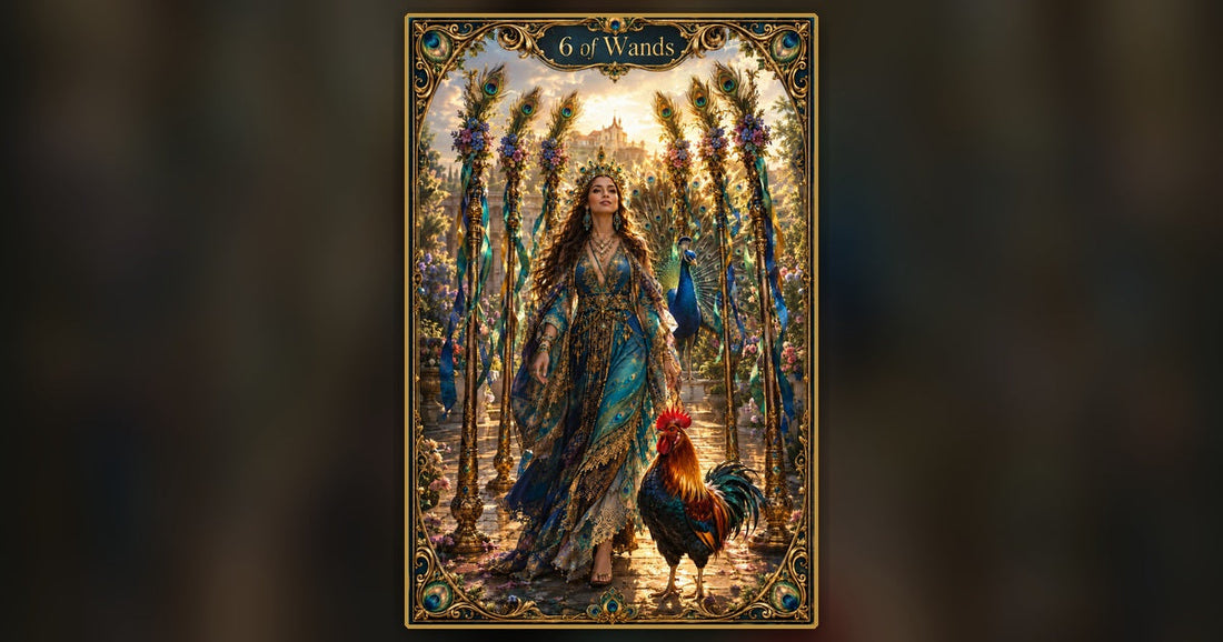 Six of Wands tarot card — full artwork