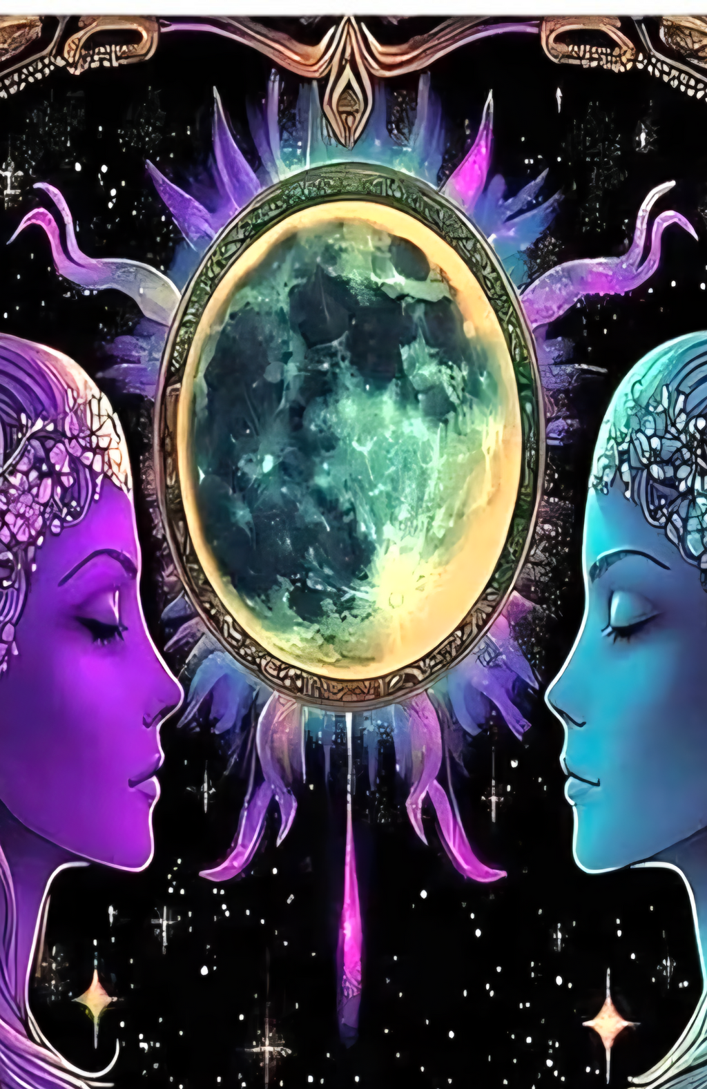 Psychedelic Purple Mystic Lovers Tapestry - Trippy Hippie Meditation Wall Hanging (59 x 51 Inch)