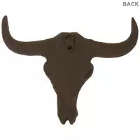 Brown Bull Skull Cast Iron Metal Wall Decor | Rustic Farmhouse & Western Home Accent