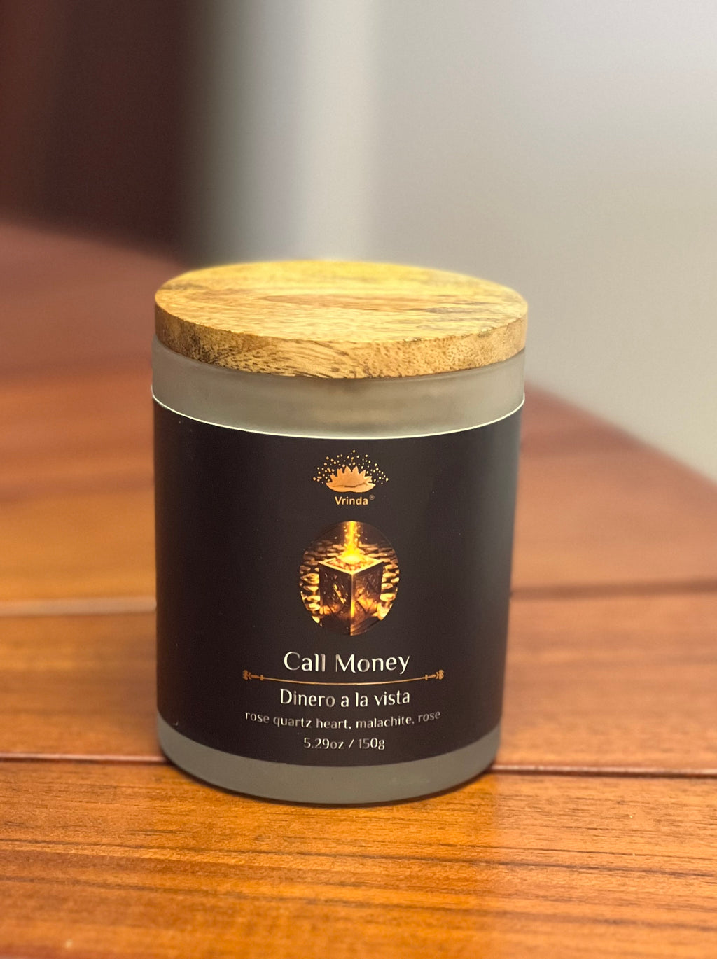Call Money (Dinero a la Vista) Scented Crystal Candle | Rose Quartz, Malachite & Rose | Soy Blend 5.29oz