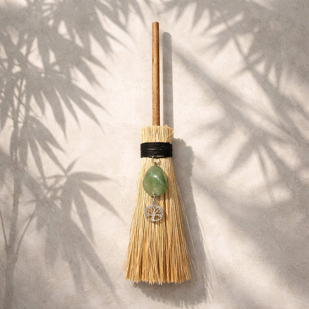 Green Aventurine Tree of Life altar broom included in the Prosperity Path kit