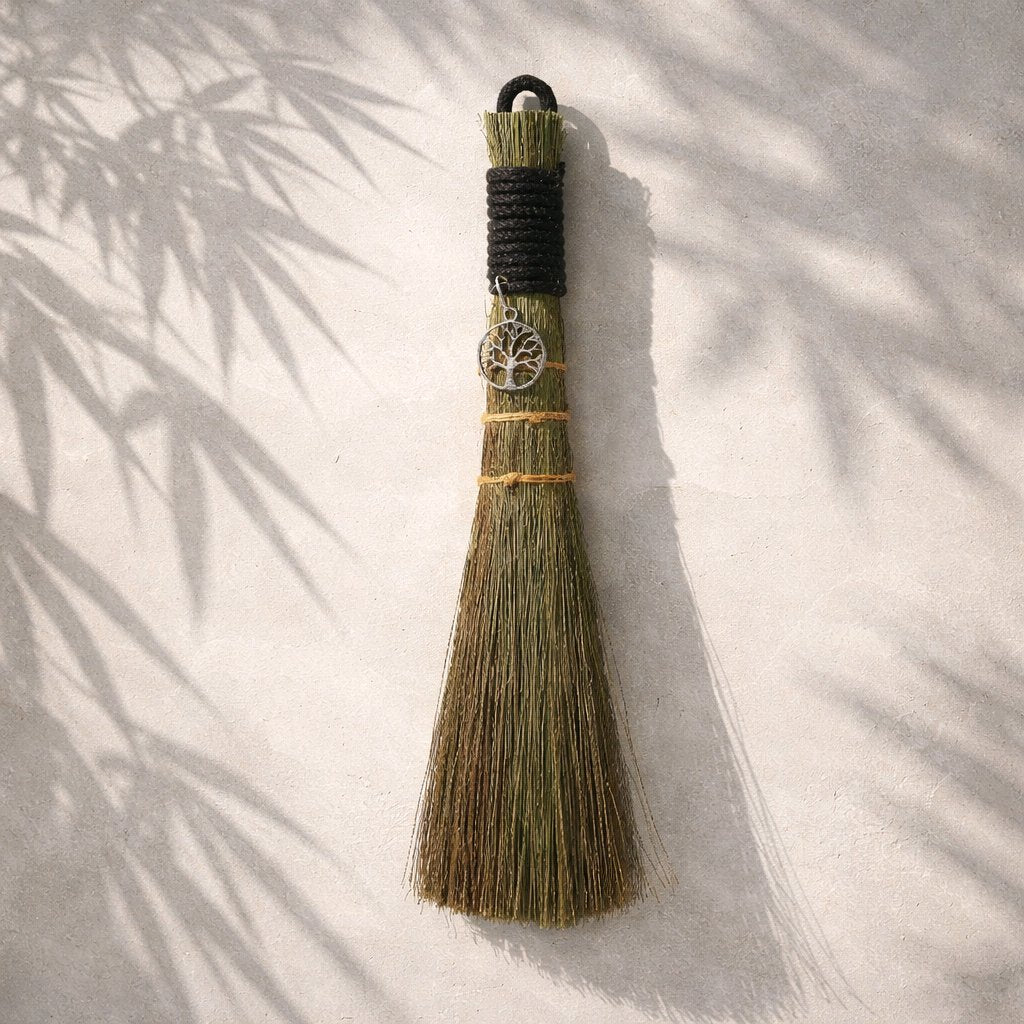 Tree of Life Ritual Altar Broom 8" | Wiccan Besom | Eco-Friendly Natural Bristle | Handmade in India