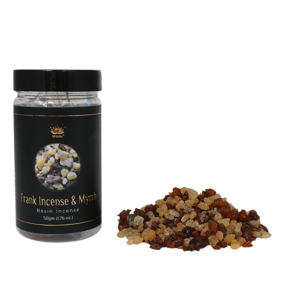 Vrinda Premium Resin Incense – Frankincense, Myrrh, Frankincense & Myrrh, Dragon's Blood | 100% Natural | 50gm