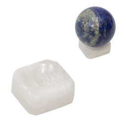 Square Selenite Sphere Stand - Natural Crystal Display Base