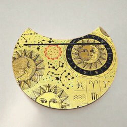 Wooden Crescent Tarot Card Holder 5" | Celestial Moon Sun Design