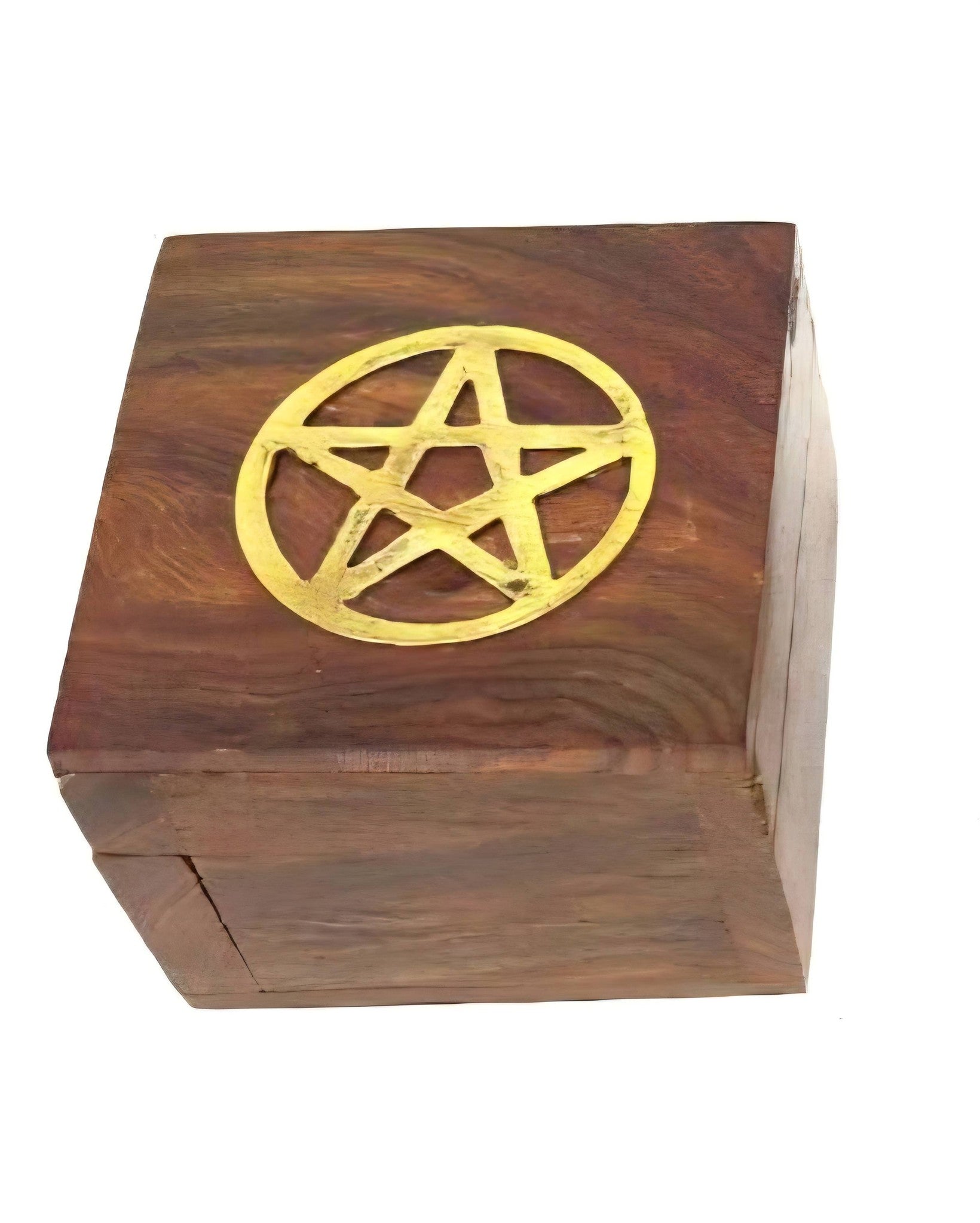 Roosters Peacock Brass Inlaid Wooden Storage Box - Choose Your Design (2.5 x 2 x 3 Inch)