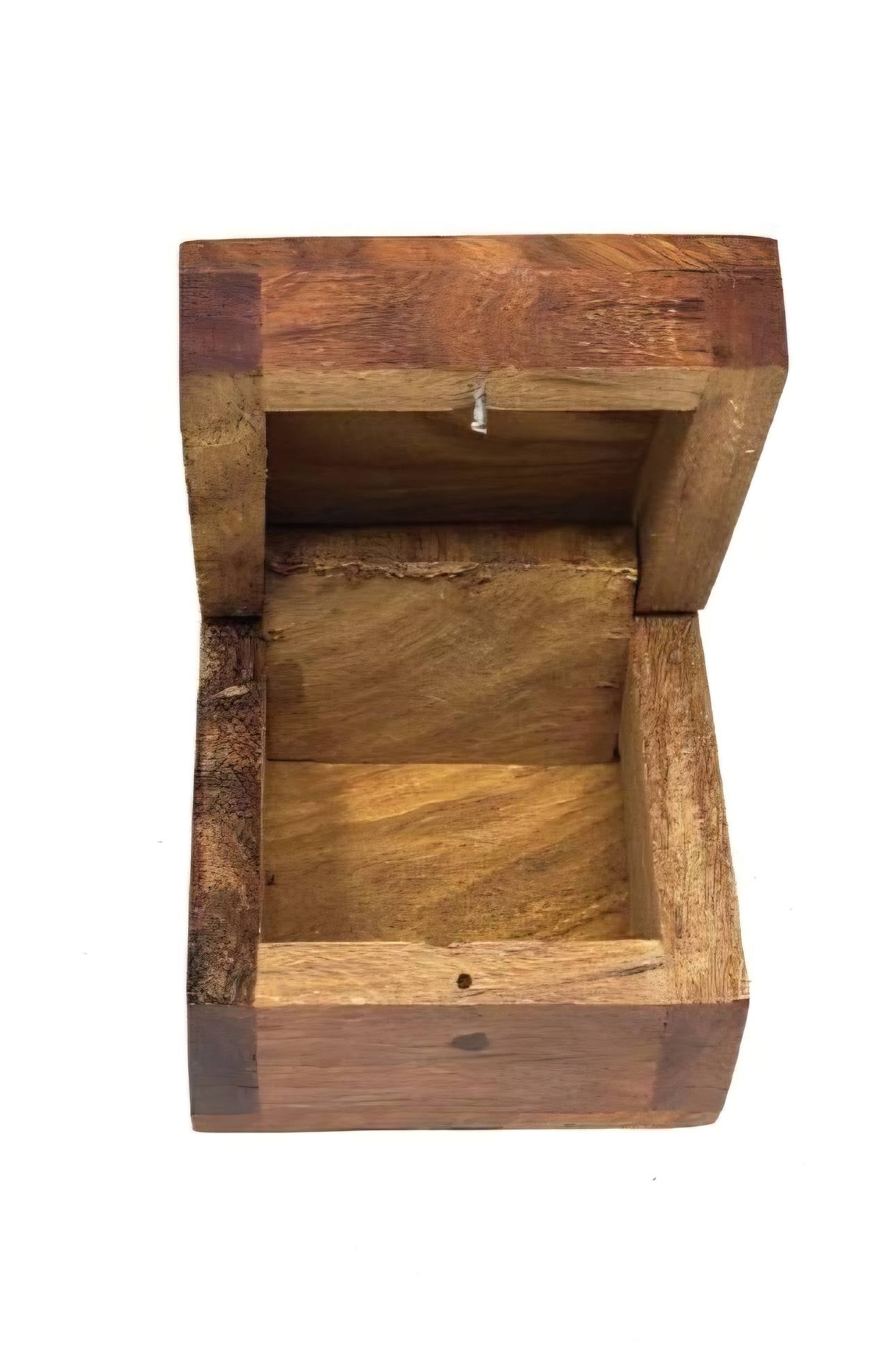 Roosters Peacock Brass Inlaid Wooden Storage Box - Choose Your Design (2.5 x 2 x 3 Inch)