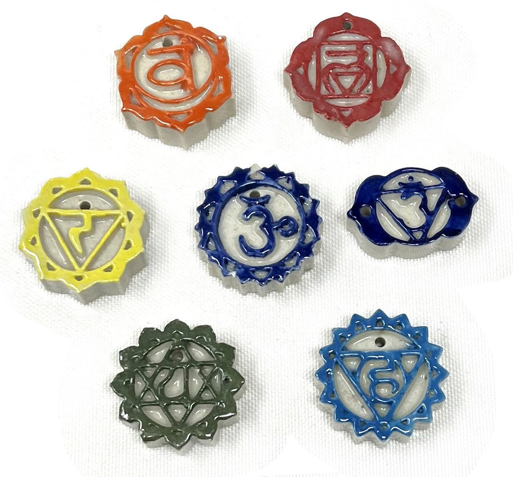 Ceramic 7 Chakra Incense Stick Holder Set | 7 Piece | Sacred Altar & Meditation Tool