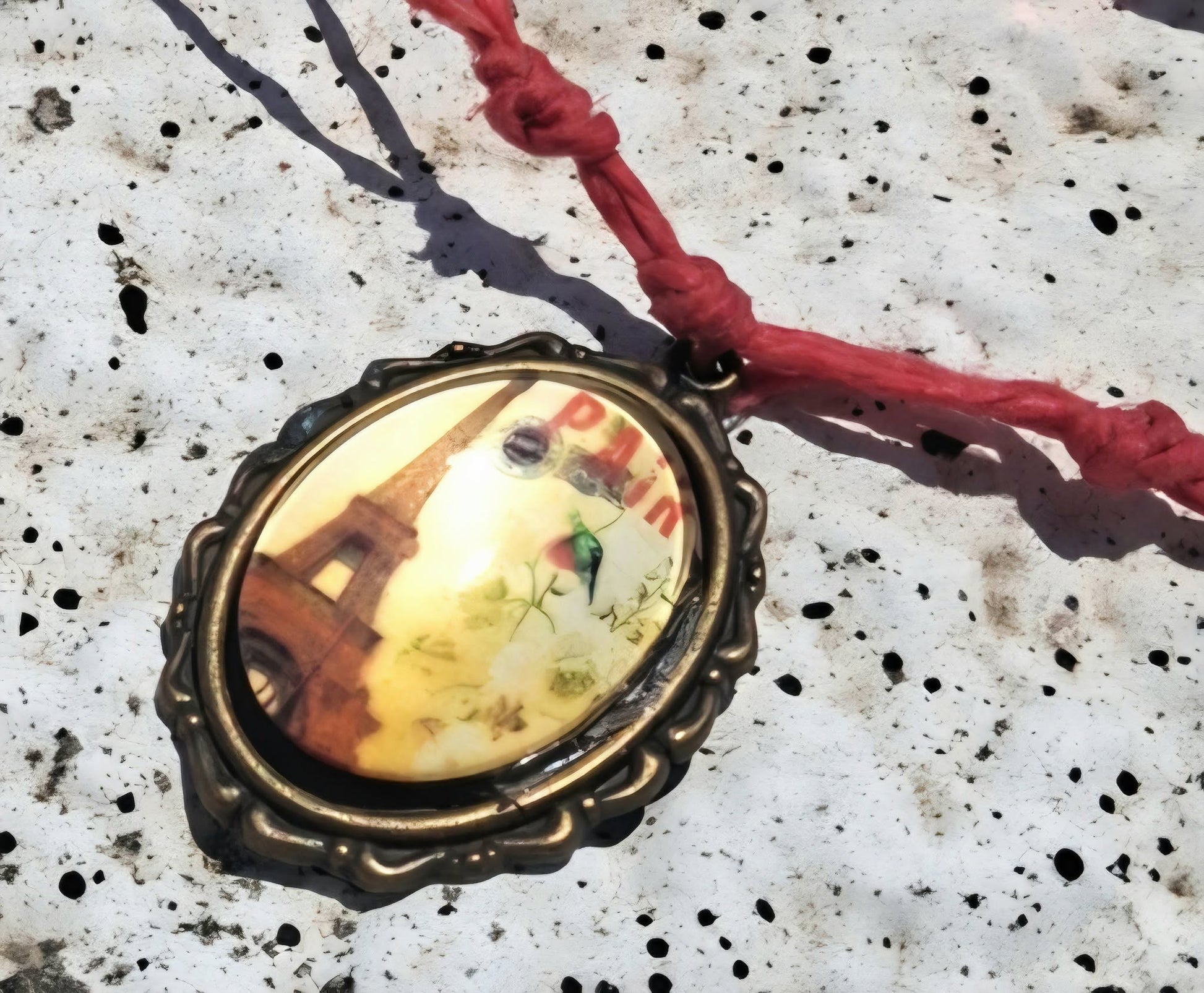 Red Speckled Hand Blown Glass Finial Suncatcher Ornament with Intention Charm Cord