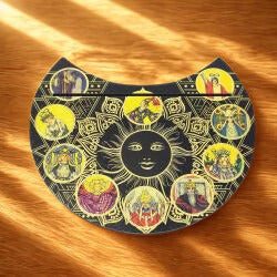 Wooden Crescent Tarot Card Holder 5" | Celestial Moon Sun Design
