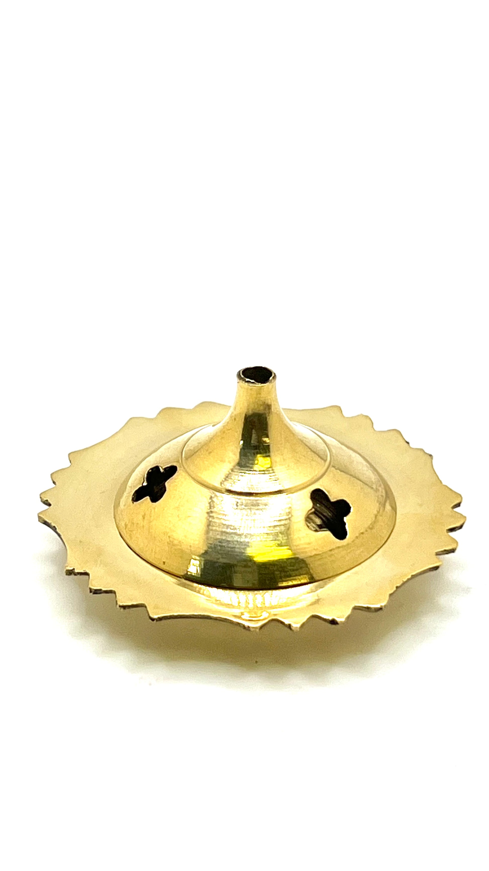 Brass 2" Cone Incense Holder | Two-Piece | Perforated Lid | Altar & Ritual Burner