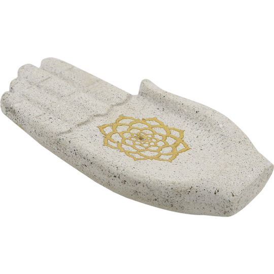 Golden Lotus Hand Incense Holder – Eco-Friendly Recycled Resin | Altar, Meditation & Sacred Space Décor