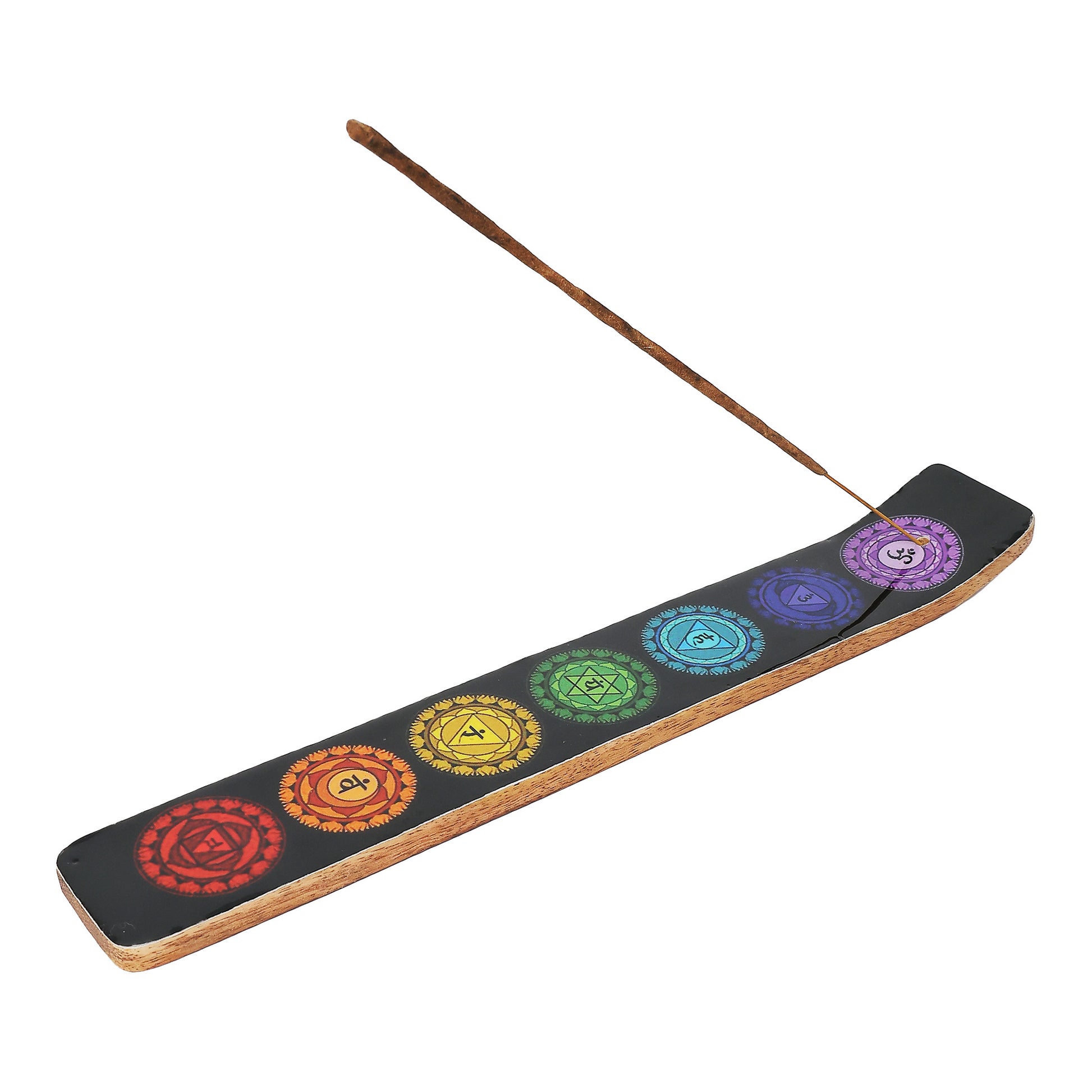 Vrinda® 7 Chakra Wooden Incense Holder | Light & Dark | Choose Your Energy | Black or White