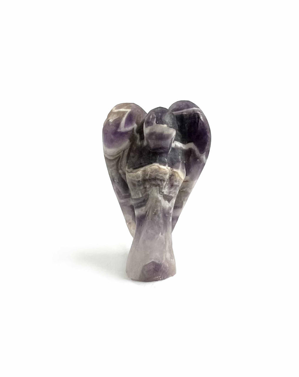 Chevron Amethyst Angel Figurine | 1" Pocket Angel | Dream Amethyst | Hand-Carved Crystal