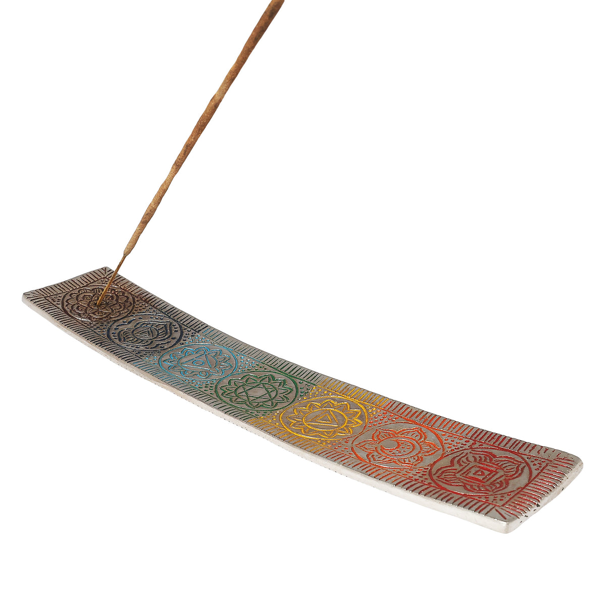Aluminium Incense Stick Holder 10" | Choose Your Design | 7 Chakra or Flower of Life