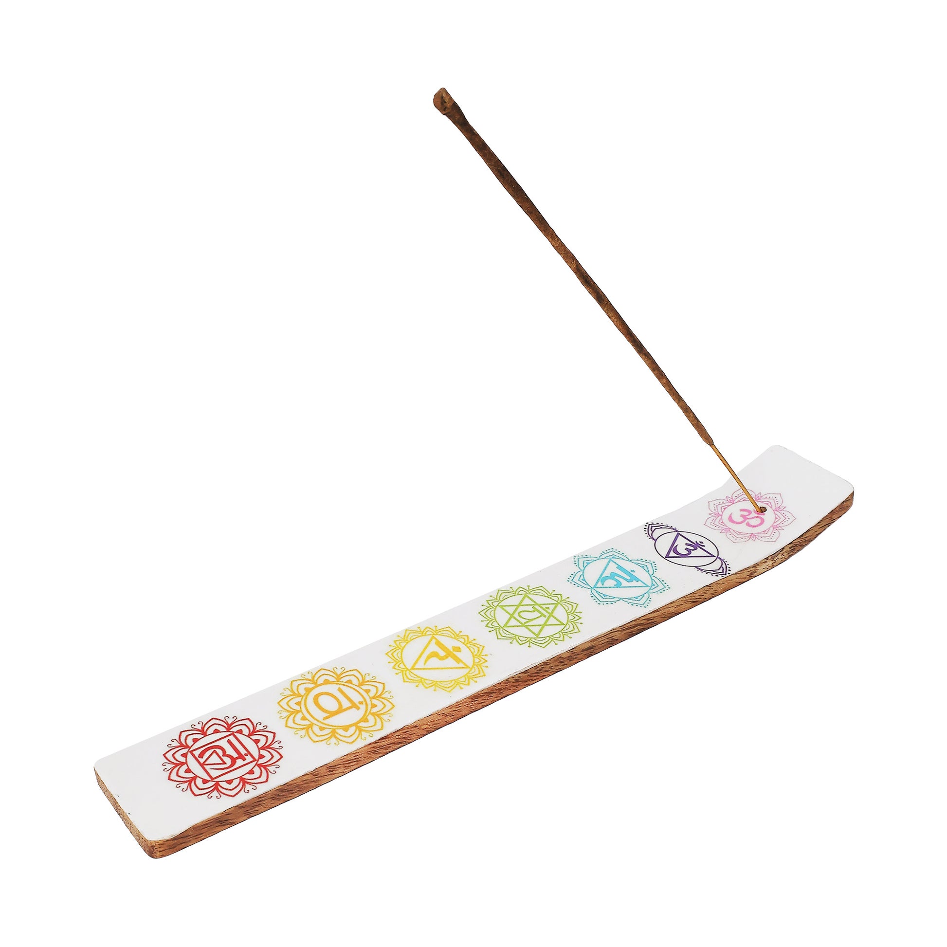 Vrinda® 7 Chakra Wooden Incense Holder | Light & Dark | Choose Your Energy | Black or White