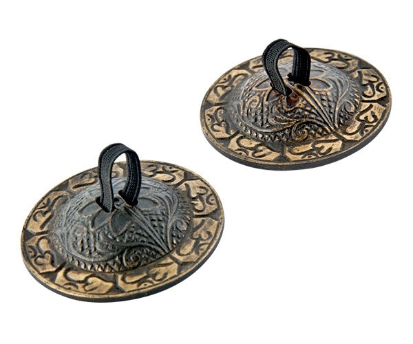 Om Symbol Finger Cymbals Antique | Zills | 2.25" | Belly Dance & Meditation