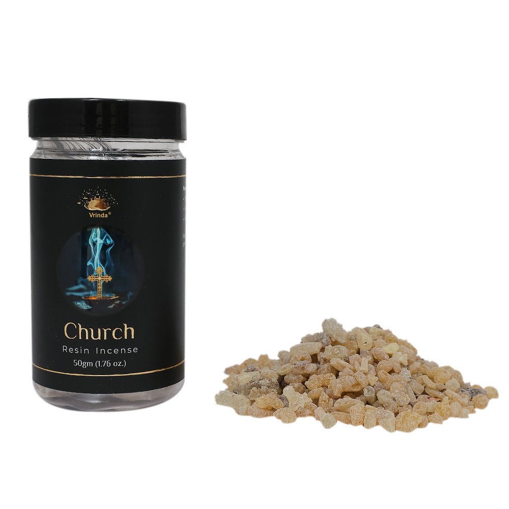 Vrinda Church Frankincense Resin Incense – Spiritual Cleansing, Meditation & Sacred Rituals | Light & Dark | 50gm