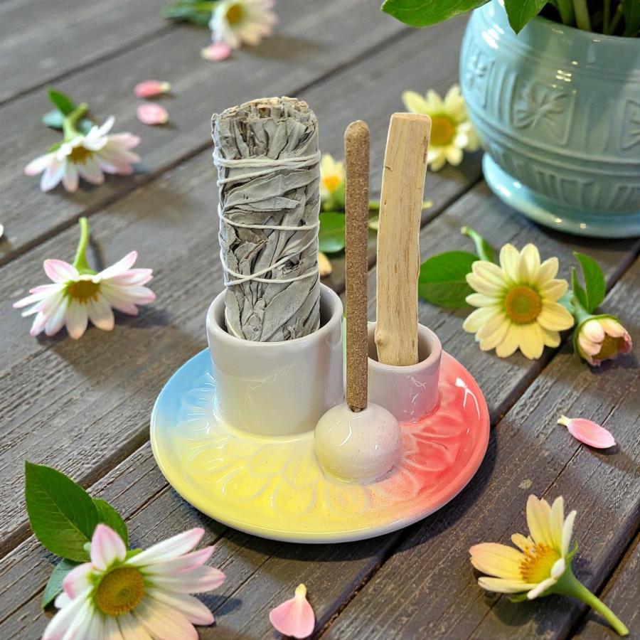 5" Ceramic Incense Burner - Smudge Stick Palo Santo & Incense Holder