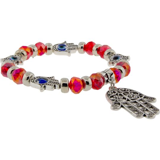 Evil Eye Fatima Hand Protection Bracelet | Hamsa Glass Bead Bracelet
